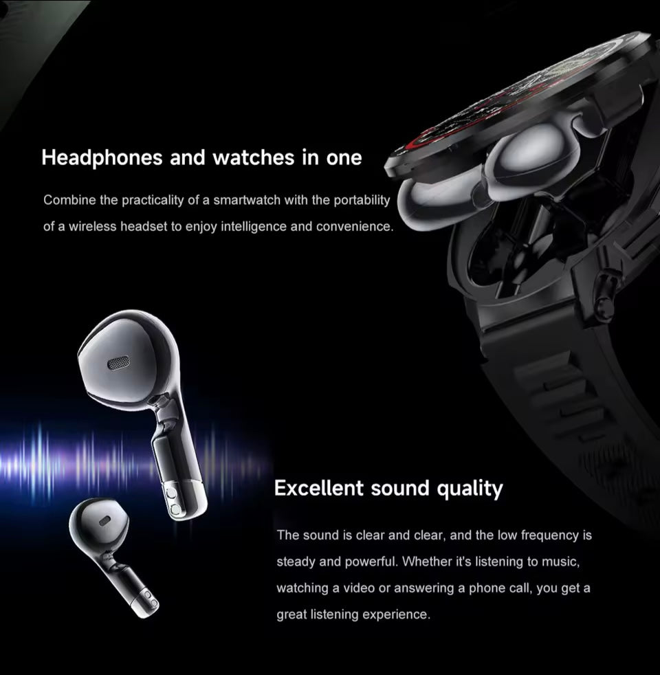 T-X 1 Smartwatch with Earphones Inside Wireless Call Sports Fitness.